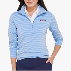 Women Vineyard Vines Striped Sankaty Shep Shirt in Light Blue Size Extra Large